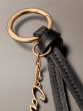 Black Leather Knotted Tassel Logo Bag Charm  Women
