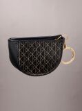 Black Emblem Logo Mini Zip Pouch Bag Charm  Women