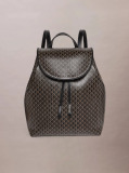 Black Allover Monogram Logo Backpack  Women