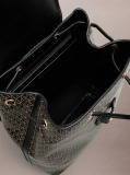 Black Allover Monogram Logo Backpack  Women