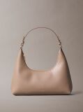 Beige Embossed Logo Shoulder Bag  Women