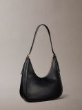 Black Soft Touch Crescent Logo Hobo Bag  Women