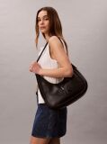 Black Soft Touch Crescent Logo Hobo Bag  Women