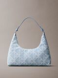Denim Denim Allover Emblem Logo Shoulder Bag  Women