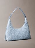 Denim Denim Allover Emblem Logo Shoulder Bag  Women