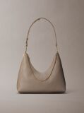 Beige Pebbled Jewellery Chain Hobo Bag  Women