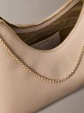 Beige Pebbled Jewellery Chain Hobo Bag  Women