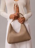 Beige Pebbled Jewellery Chain Hobo Bag  Women
