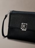 Black Pebble Grain Crossbody Bag  Women