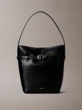 Black Buckle Laptop Bucket Bag  Women