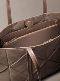 Brown Sueded Woven Panel Tote Bag  Women