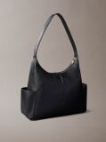 Black Debossed Monologo Pocket Shoulder Bag  Women