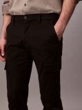 Black Slim Stretch Cargo Trousers  Men