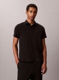 Black Slim Cotton Badge Polo Shirt  Men