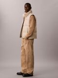 Beige Logo Patch Padded Gilet  Men