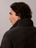 Black Quilted Funnel Neck Puffer Jacket  Men
