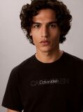 Black Repeat Logo Graphic Crew Neck T-Shirt  Men