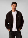 Black Long Sleeve Monogram Front Zip Hoodie  Men
