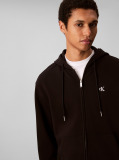 Black Long Sleeve Monogram Front Zip Hoodie  Men