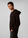 Black Long Sleeve Monogram Front Zip Hoodie  Men