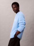 Blue Brushed Alpaca Wool Blend Monogram Logo Sweater  Men