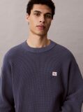 Blue Waffle Cotton Monogram Jumper  Men