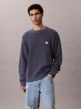 Blue Waffle Cotton Monogram Jumper  Men