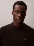 Black Ribbed Cotton Monogram Jumper  Men