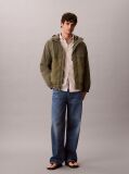 Green Hooded Nylon Windbreaker Jacket  Men