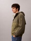 Green Hooded Nylon Windbreaker Jacket  Men