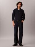 Blue Long Sleeve Monogram Polo Shirt  Men