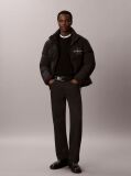 Black Waffle Knit Crew Neck Jumper  Men