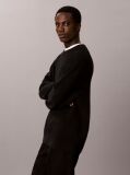 Black Waffle Knit Crew Neck Jumper  Men
