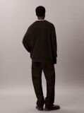 Black Waffle Knit Crew Neck Jumper  Men