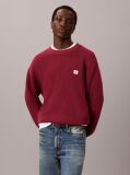 Red Waffle Knit Crew Neck Jumper  Men
