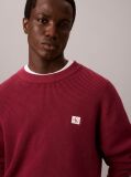 Red Waffle Knit Crew Neck Jumper  Men