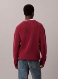 Red Waffle Knit Crew Neck Jumper  Men