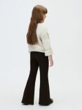Black Rib-Knit Split Hem Flared Trousers  Girls