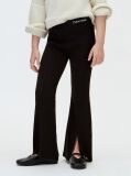 Black Rib-Knit Split Hem Flared Trousers  Girls