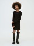 Black Rib-Knit Slim Long Sleeve Dress  Girls