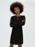 Black Rib-Knit Slim Long Sleeve Dress  Girls