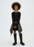 Black Rib-Knit Slim Long Sleeve Dress  Girls