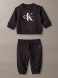 Black Monologo Sweatshirt And Joggers Set  Newborn