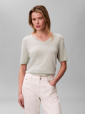 Green Fine Gauge Viscose Vneck Tee  Women