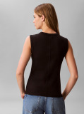 Black Logo Patch Ribbed Tank Top  Women