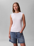 White Logo Patch Ribbed Tank Top  Women