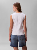 White Logo Patch Ribbed Tank Top  Women