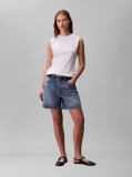 White Logo Patch Ribbed Tank Top  Women