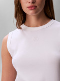 White Logo Patch Ribbed Tank Top  Women