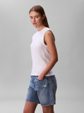 White Logo Patch Ribbed Tank Top  Women